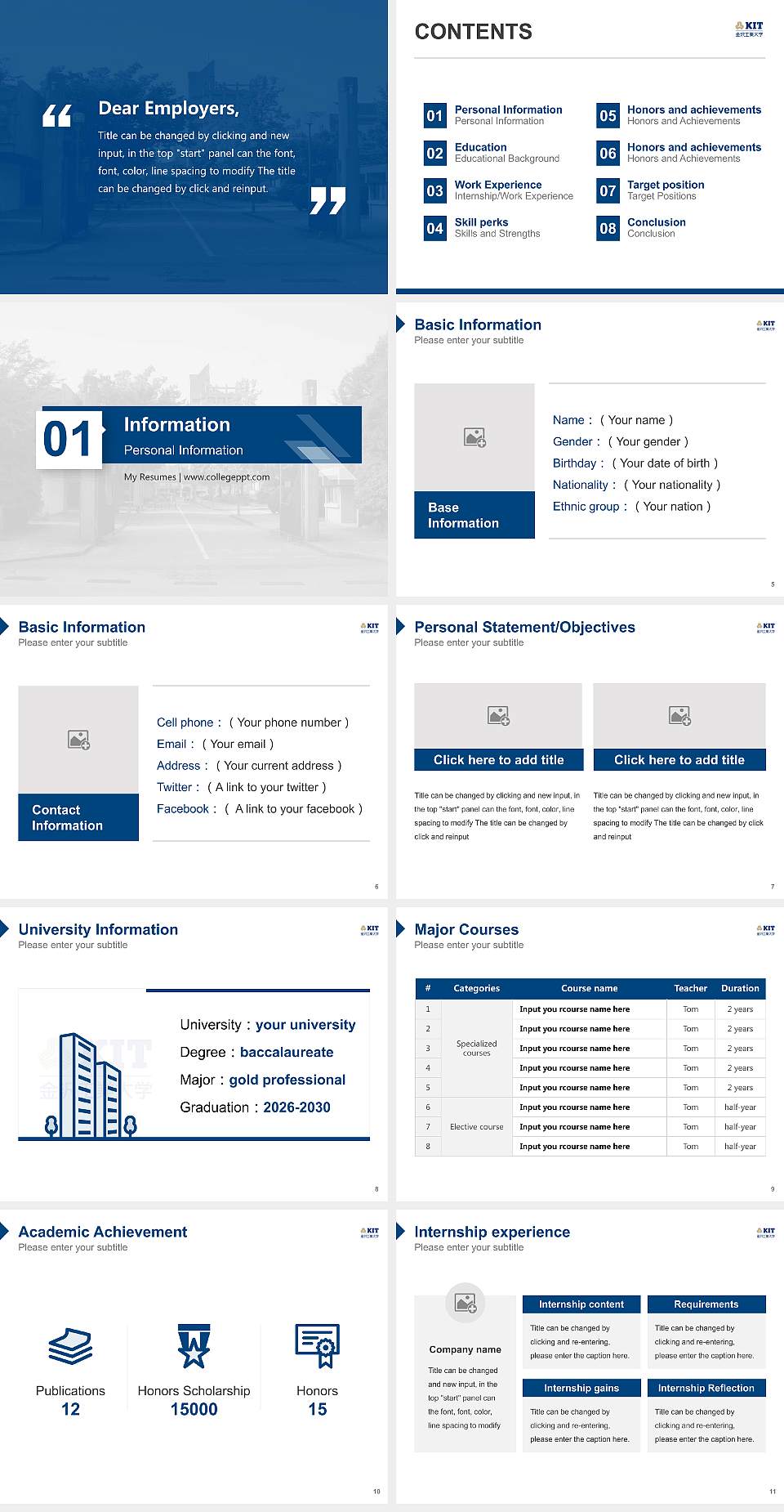 Kanazawa Institute of Technology Resume PPT Template4:3 ratio PPT effect preview image2