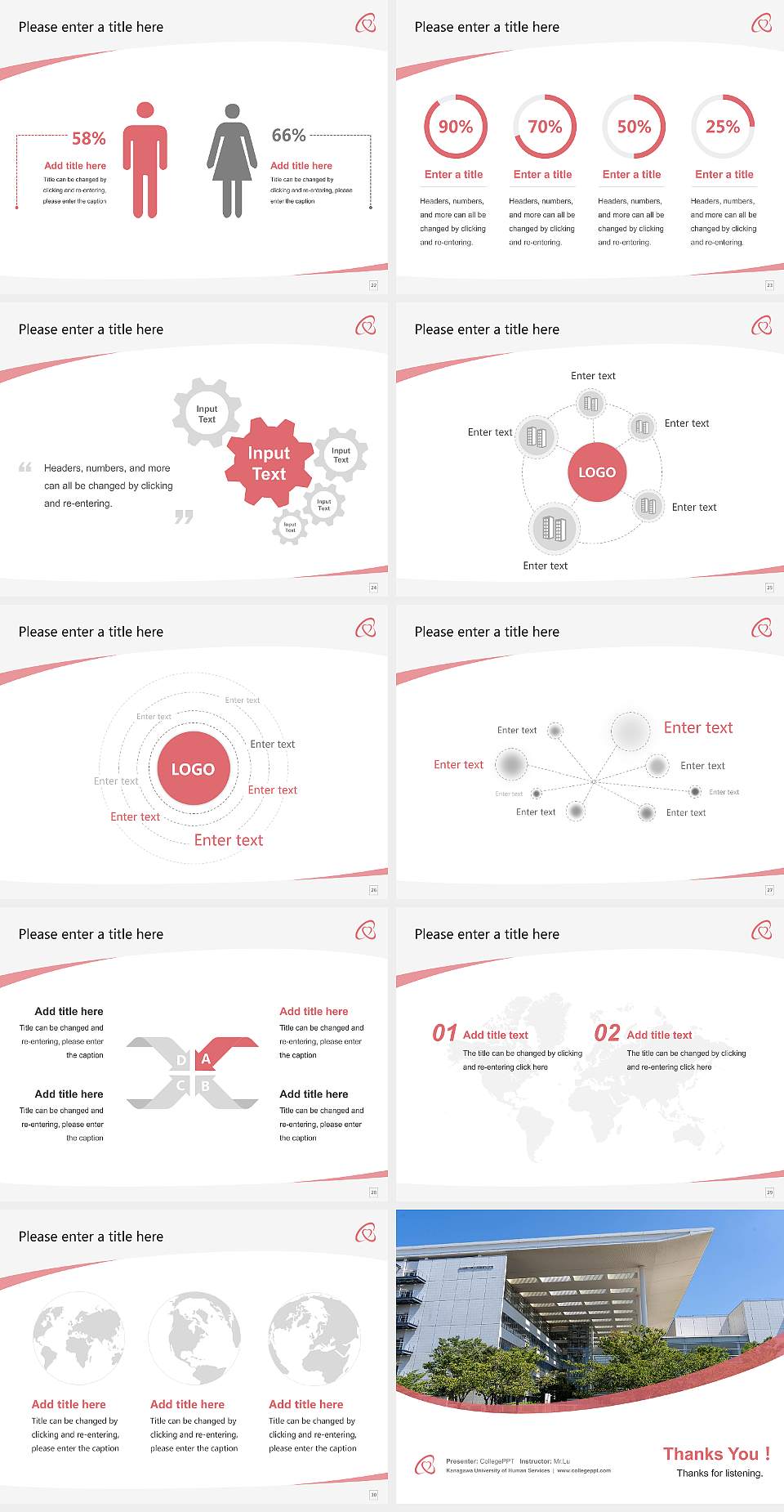 Kanagawa University of Human Services Course/Courseware Creation PPT Template4:3 ratio PPT effect preview image4