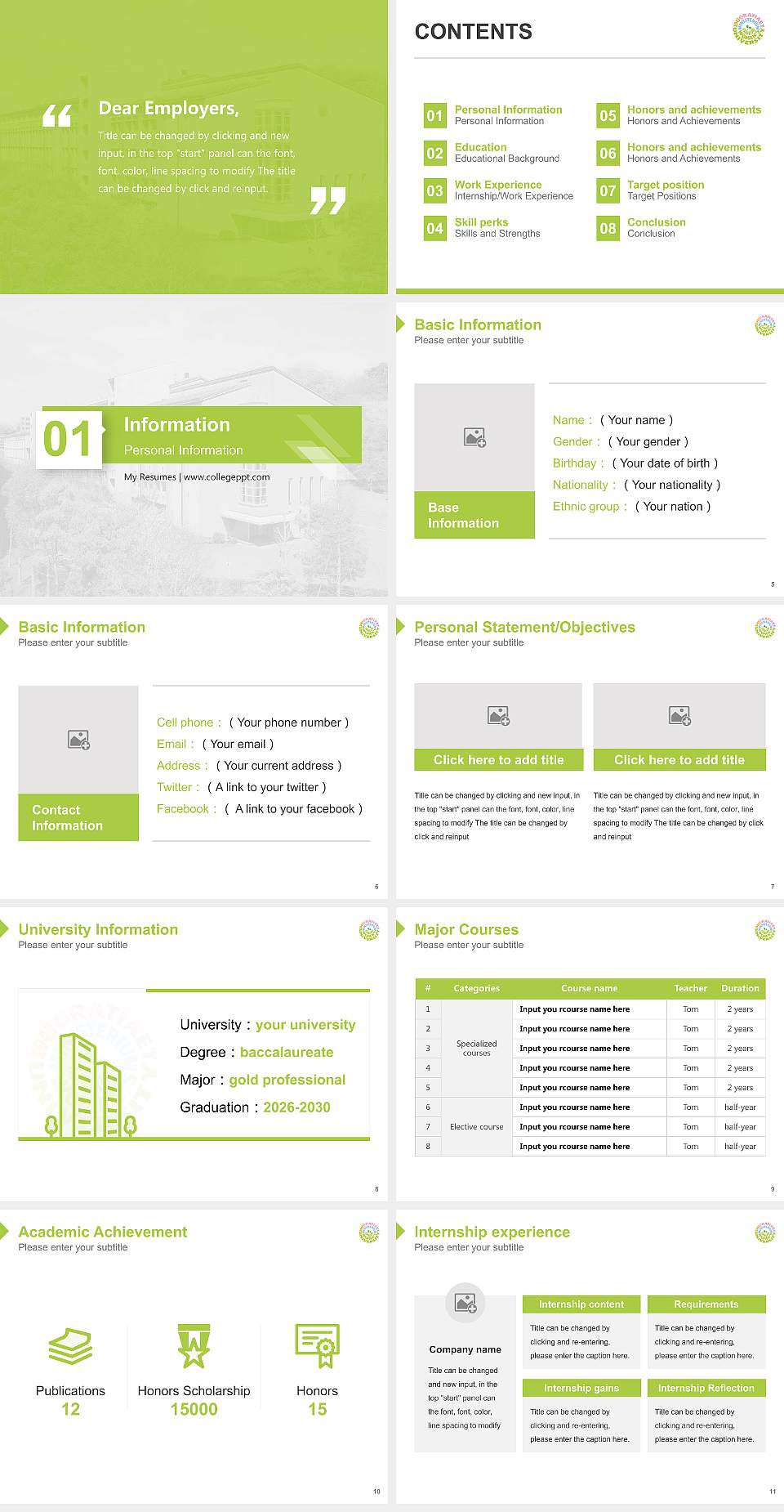 Kamakura Women’s University Resume PPT Template4:3 ratio PPT effect preview image2