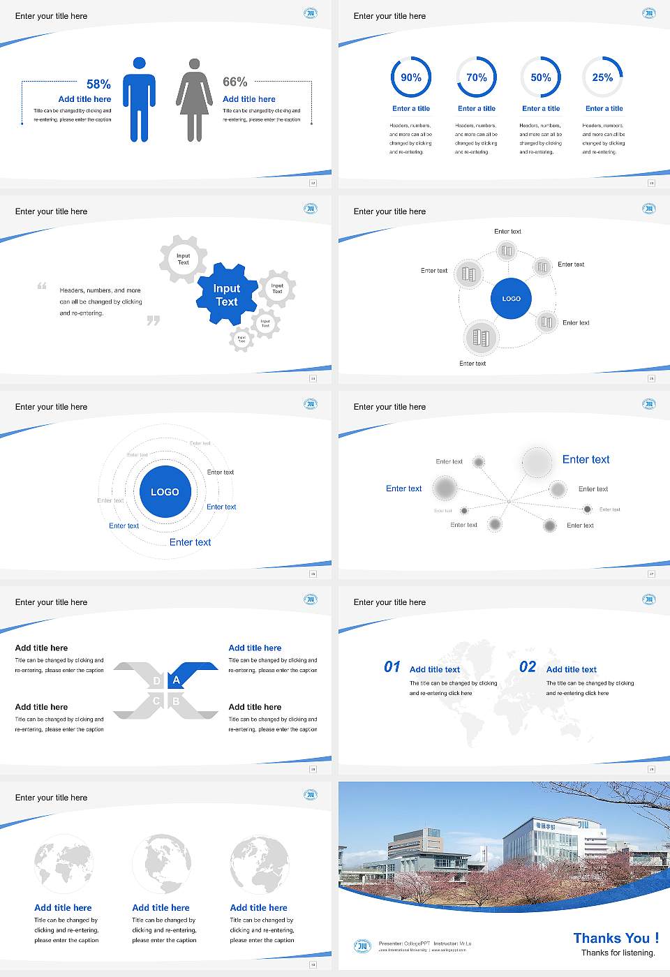 Josai International University Course/Courseware Creation PPT Template16:9 ratio PPT effect preview image4
