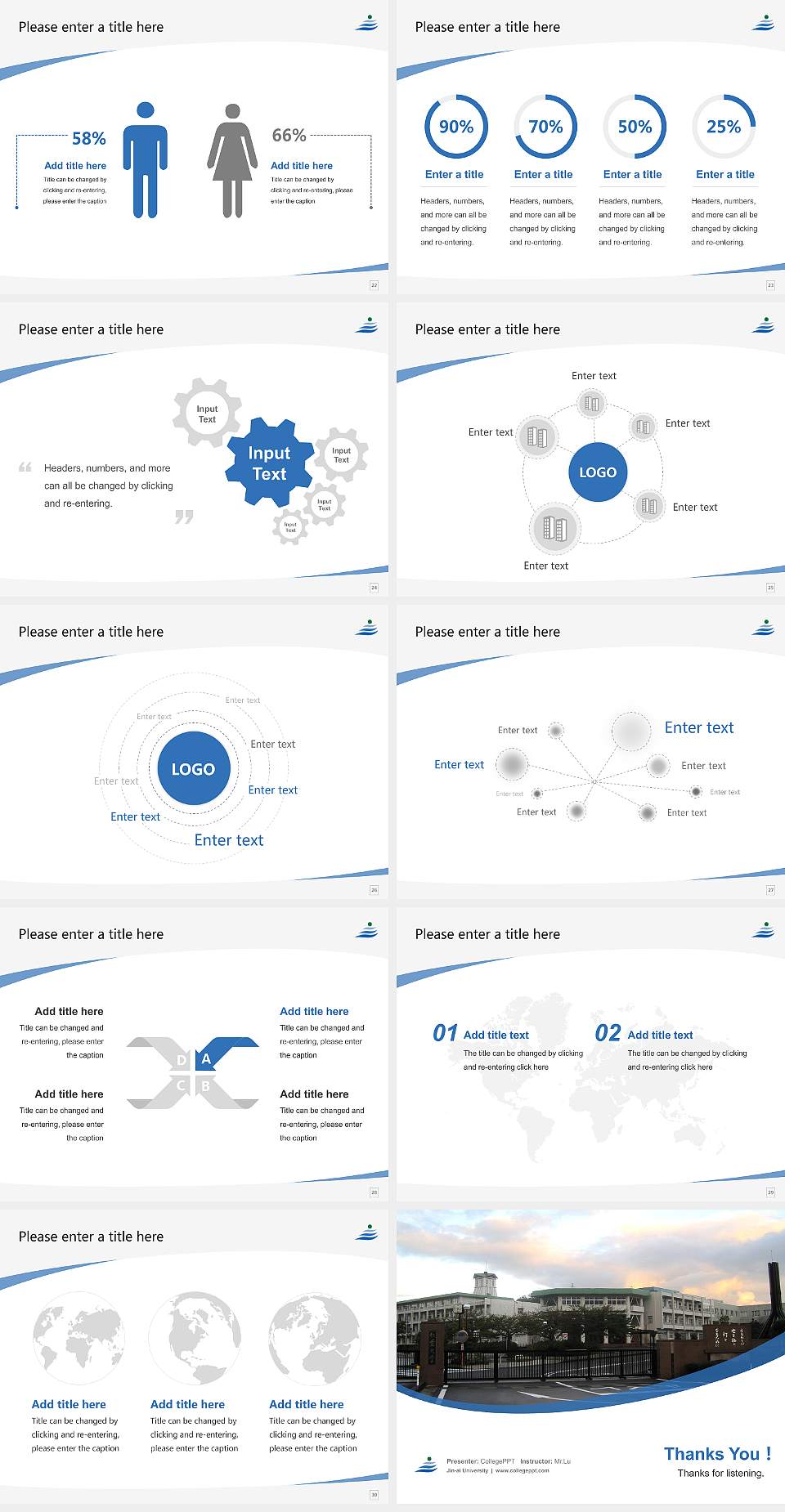 Jin-ai University Course/Courseware Creation PPT Template4:3 ratio PPT effect preview image4