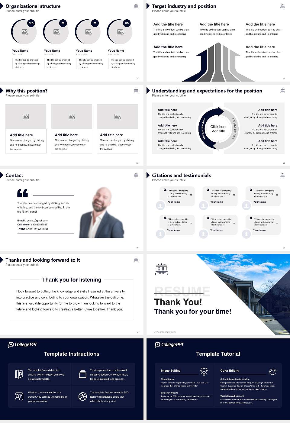 Kaichi International University Resume PPT Template16:9 ratio PPT effect preview image4