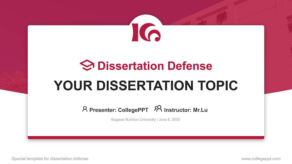 Kagawa Nutrition University Graduation Thesis Defense PPT Template16:9 ratio PPT effect preview image