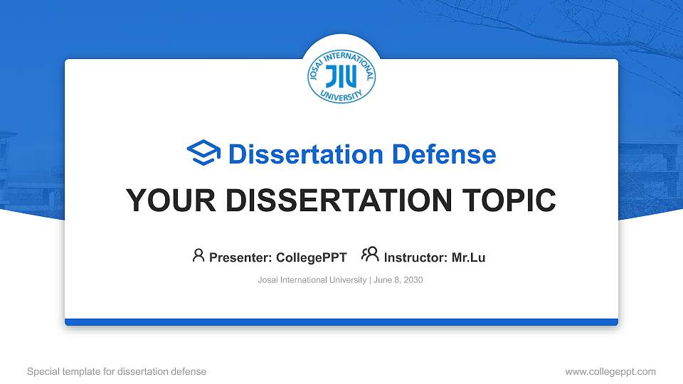 Josai International University Graduation Thesis Defense PPT Template16:9 ratio PPT effect preview image