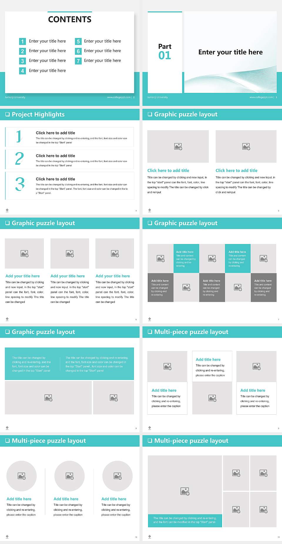 Jumonji University General Purpose PPT Template4:3 ratio PPT effect preview image2