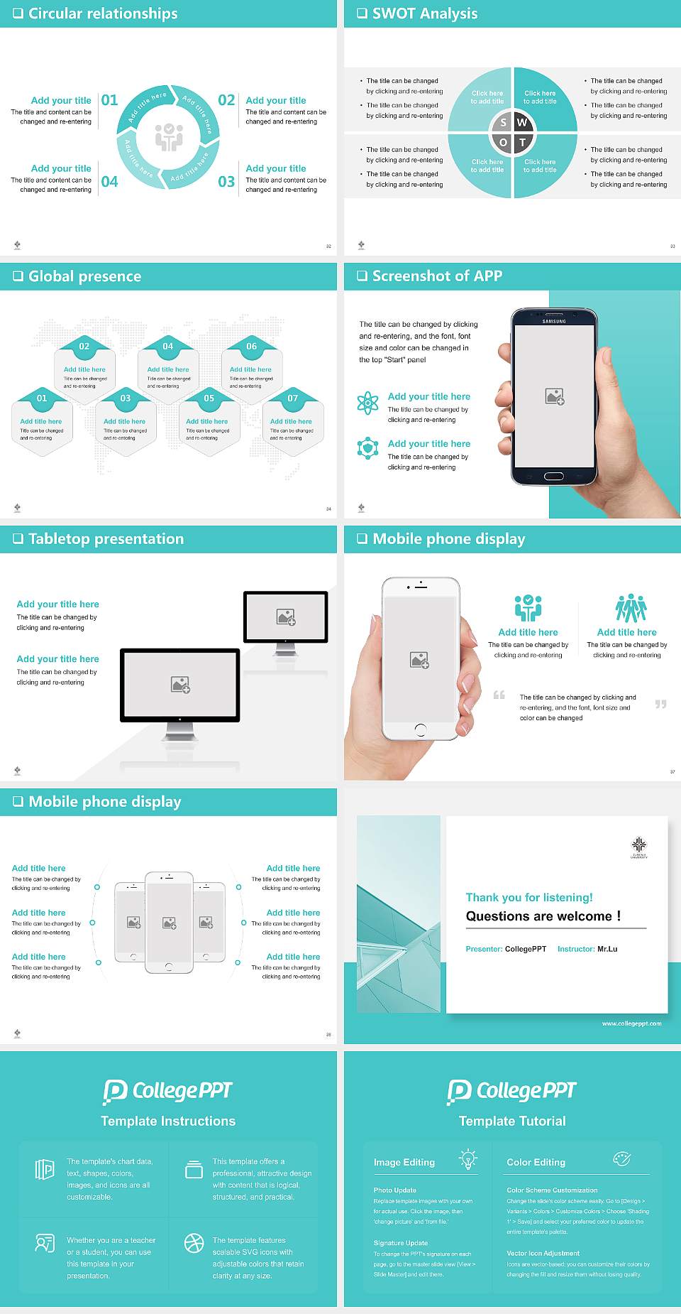 Jumonji University General Purpose PPT Template4:3 ratio PPT effect preview image5