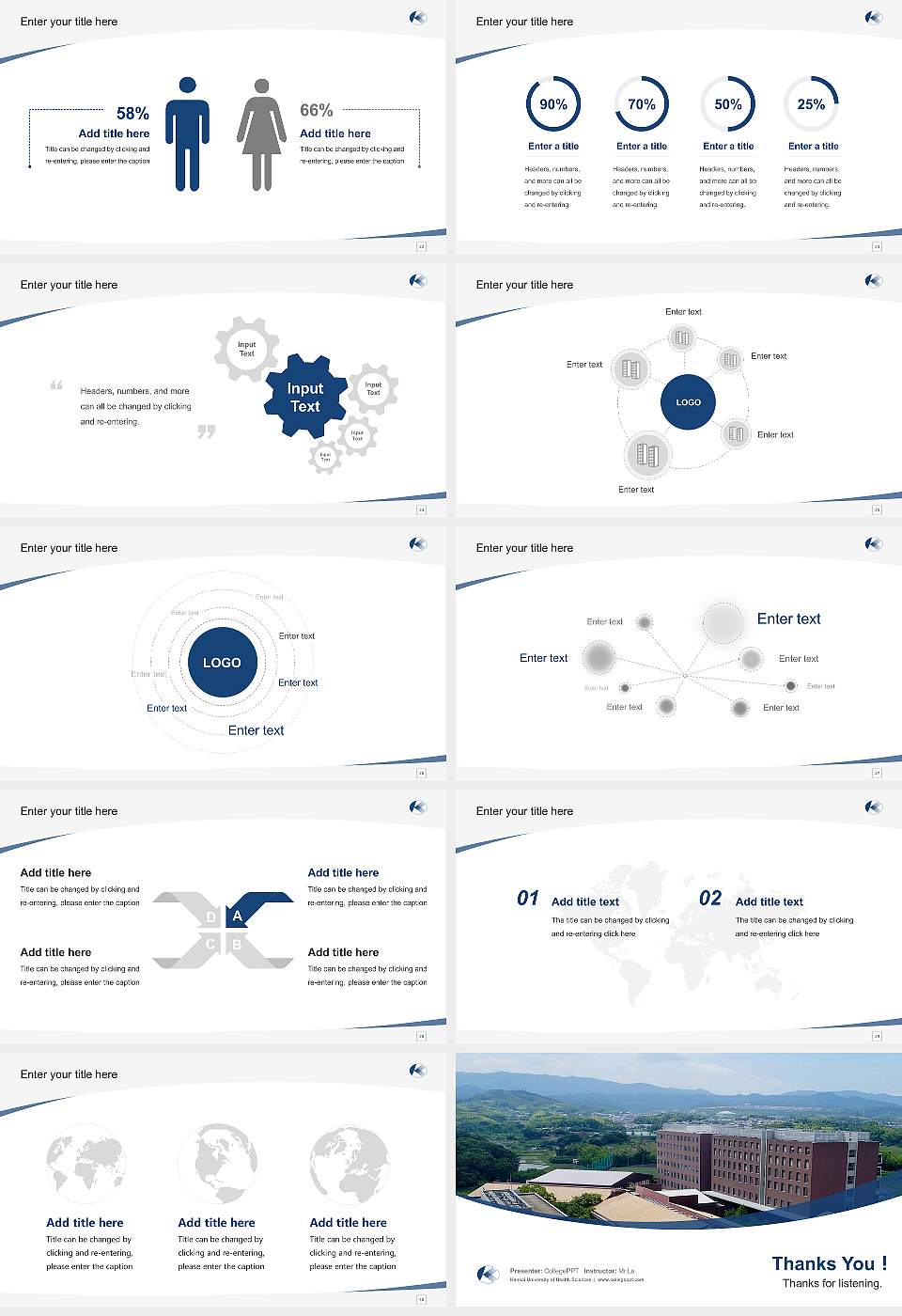 Kansai University of Health Sciences Course/Courseware Creation PPT Template16:9 ratio PPT effect preview image4