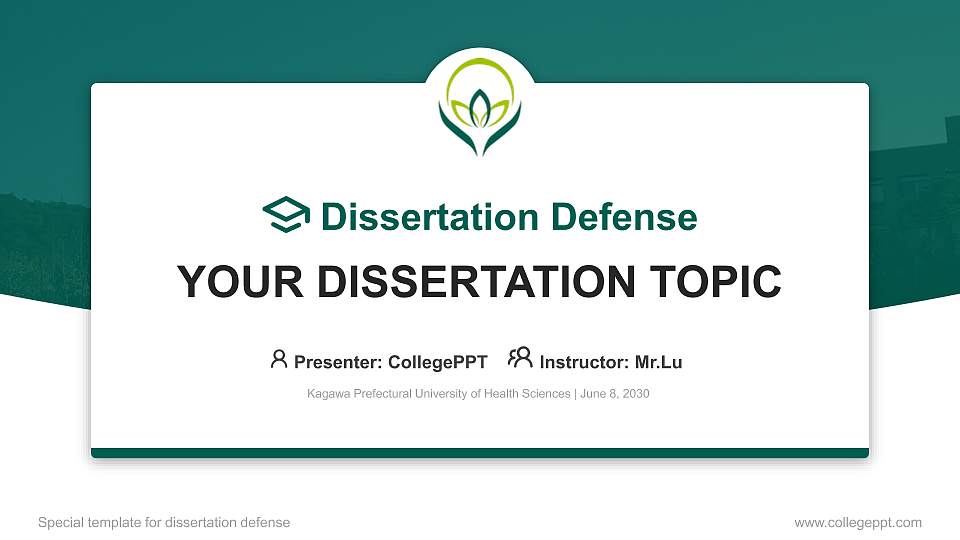 Kagawa Prefectural University of Health Sciences Graduation Thesis Defense PPT Template16:9 ratio PPT effect preview image