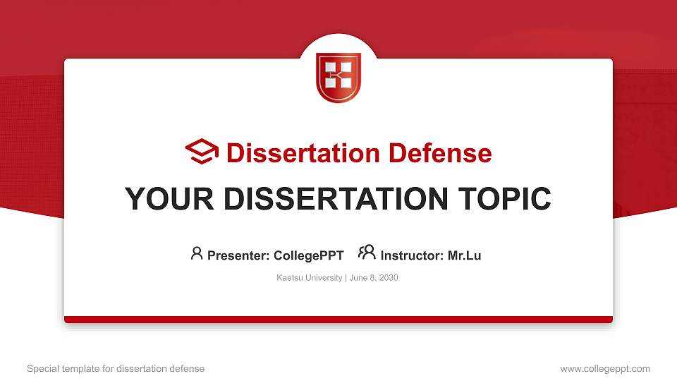 Kaetsu University Graduation Thesis Defense PPT Template16:9 ratio PPT effect preview image