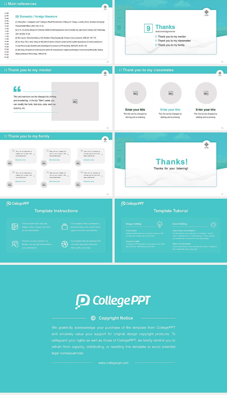 Jumonji University Graduation Thesis Defense PPT Template16:9 ratio PPT effect preview image7