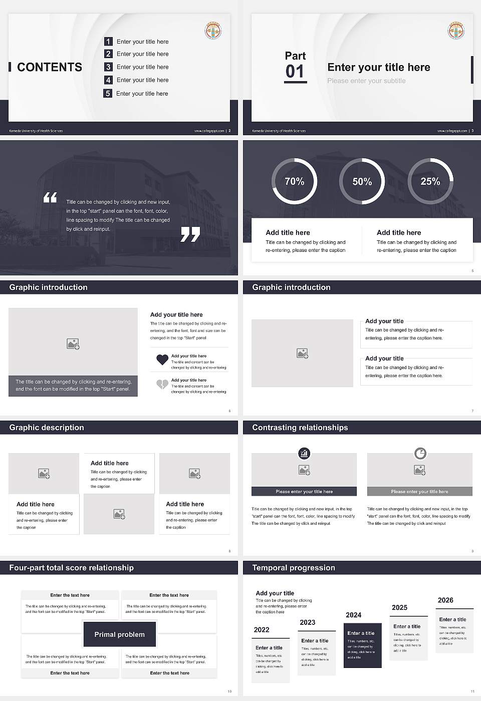 Kameda University of Health Sciences Thesis Proposal/Graduation Defense PPT Template16:9 ratio PPT effect preview image2