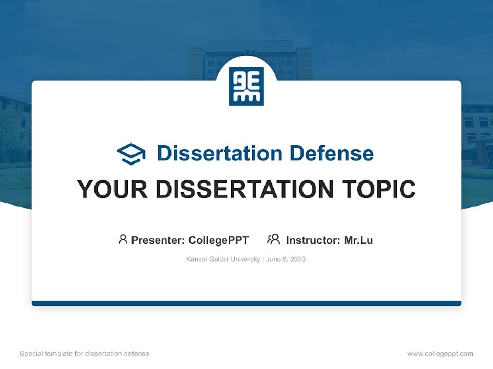 Kansai Gaidai University Graduation Thesis Defense PPT Template4:3 ratio PPT effect preview image7