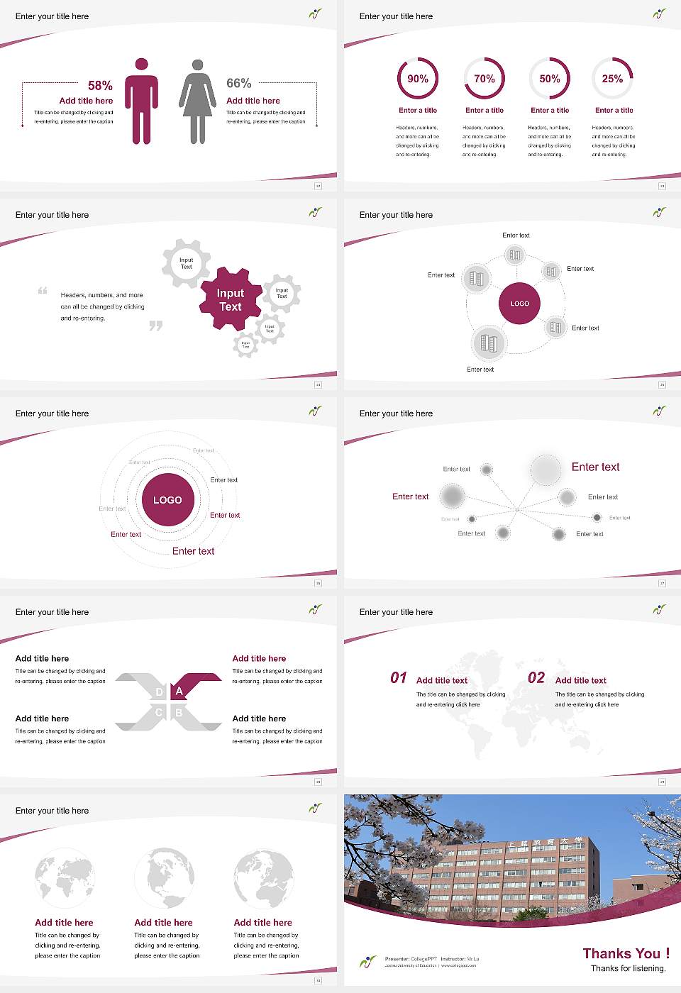 Joetsu University of Education Course/Courseware Creation PPT Template16:9 ratio PPT effect preview image4