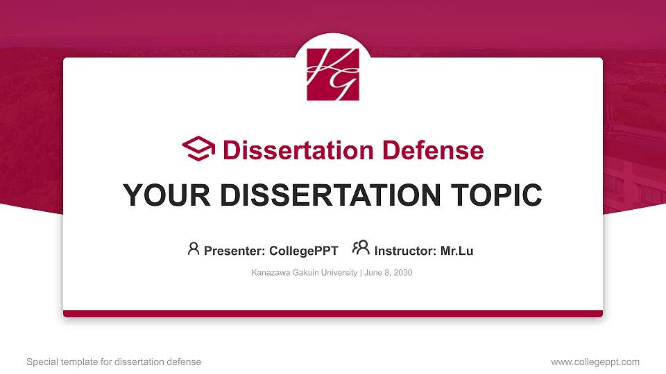 Kanazawa Gakuin University Graduation Thesis Defense PPT Template16:9 ratio PPT effect preview image