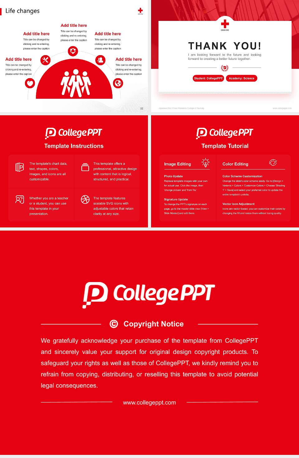 Japanese Red Cross Hokkaido College of Nursing National Scholarship Defense PPT Template4:3 ratio PPT effect preview image4