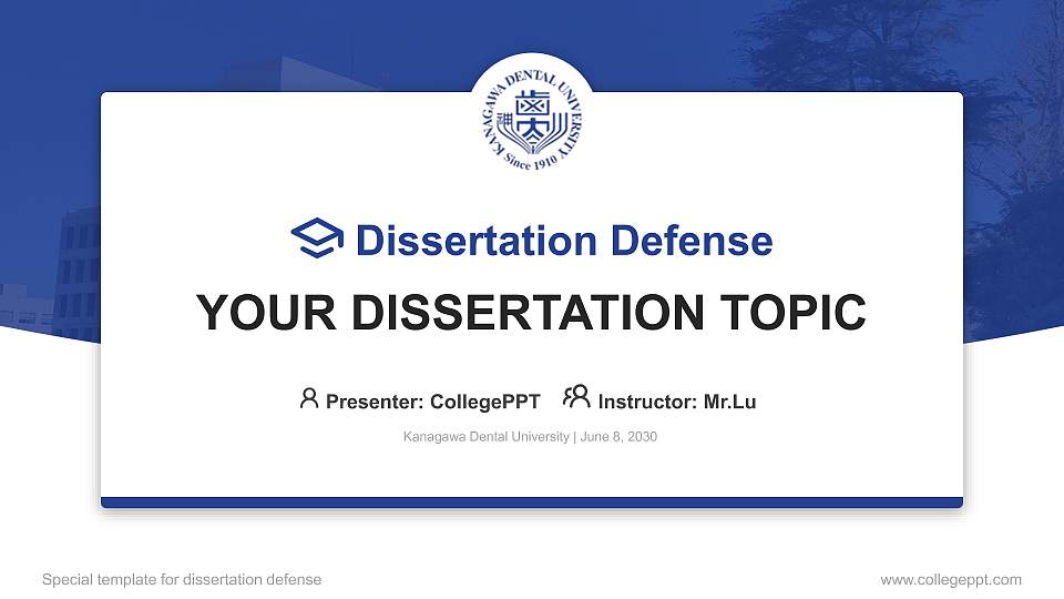 Kanagawa Dental University Graduation Thesis Defense PPT Template16:9 ratio PPT effect preview image