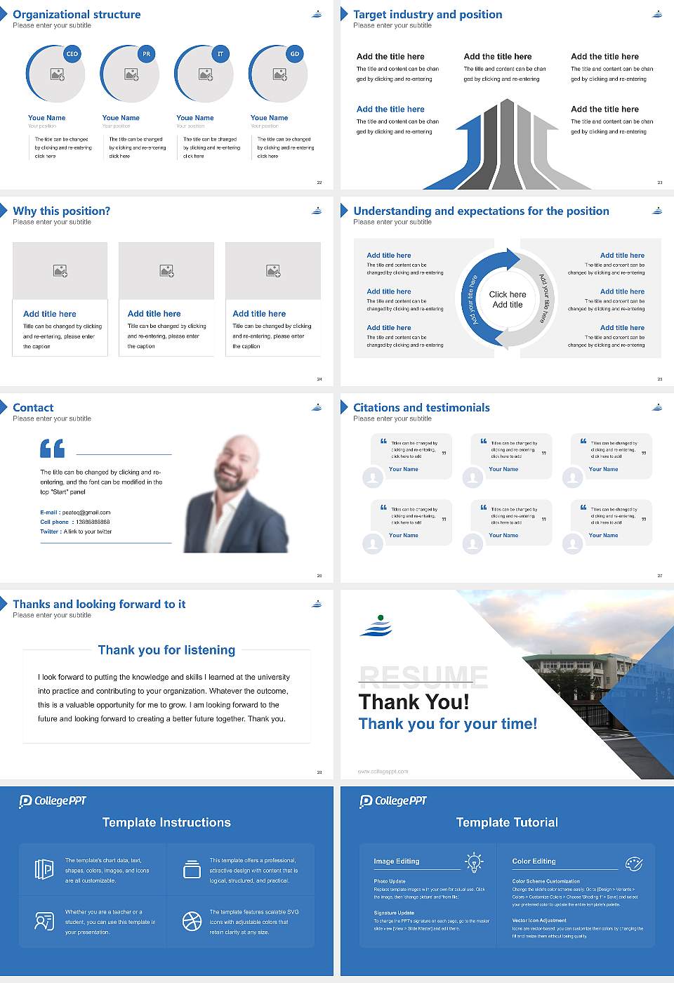 Jin-ai University Resume PPT Template16:9 ratio PPT effect preview image4