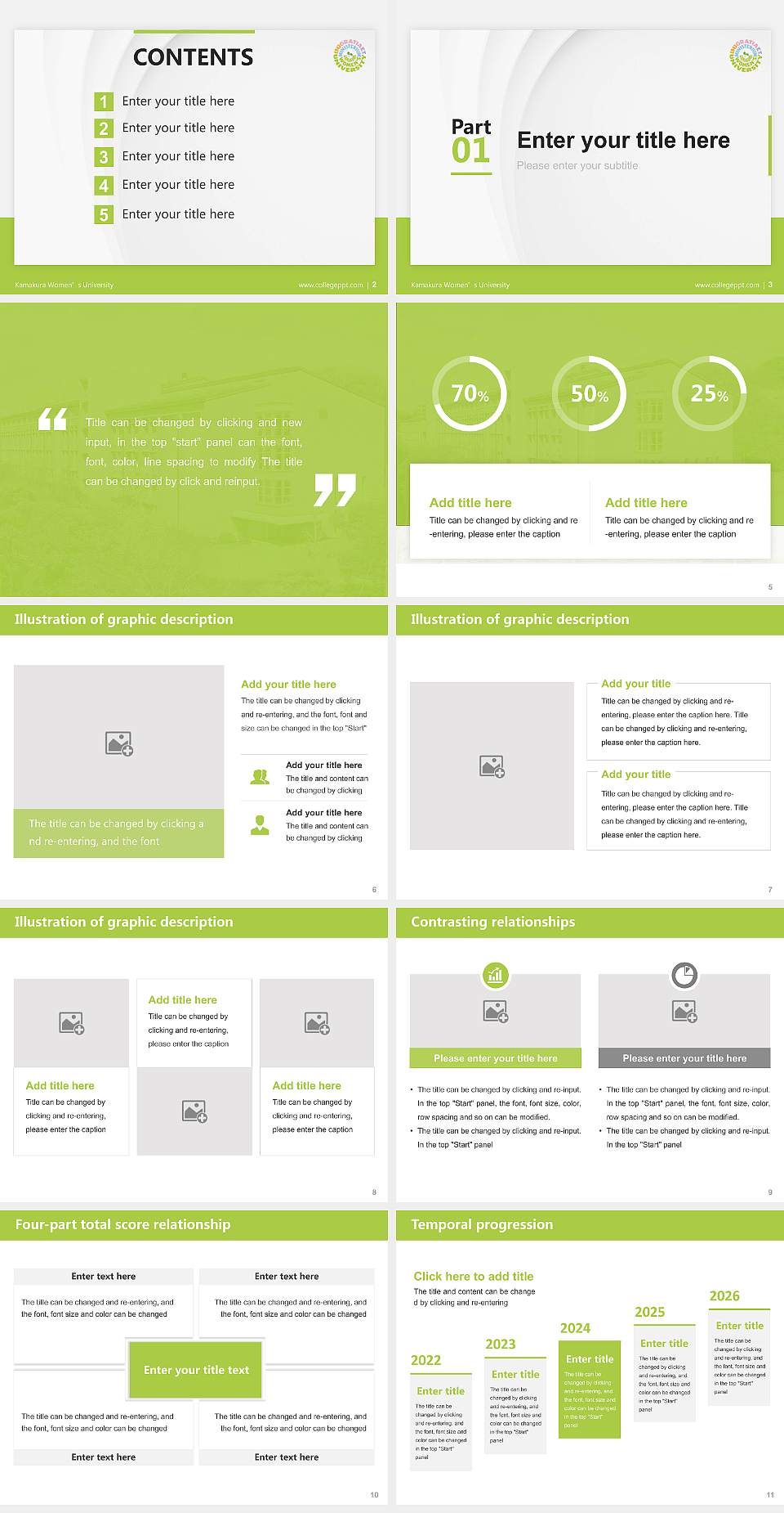 Kamakura Women’s University Thesis Proposal/Graduation Defense PPT Template4:3 ratio PPT effect preview image2