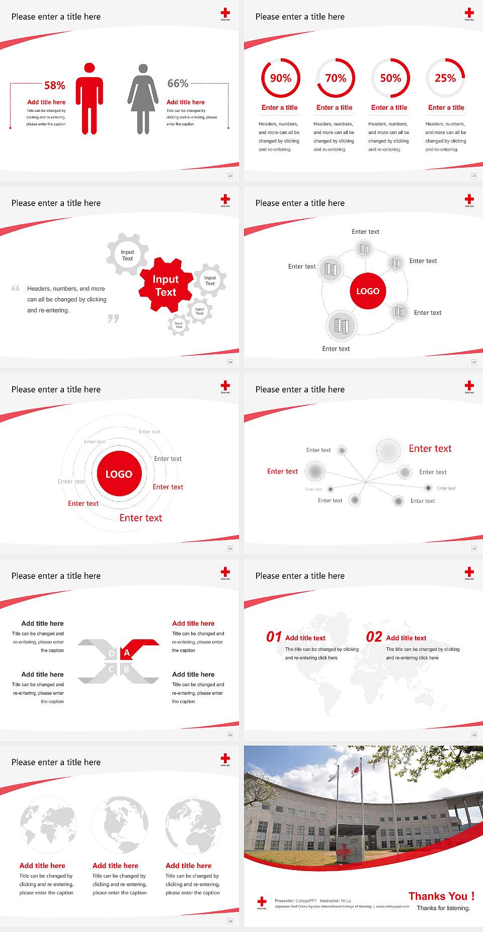Japanese Red Cross Kyushu International College of Nursing Course/Courseware Creation PPT Template4:3 ratio PPT effect preview image4