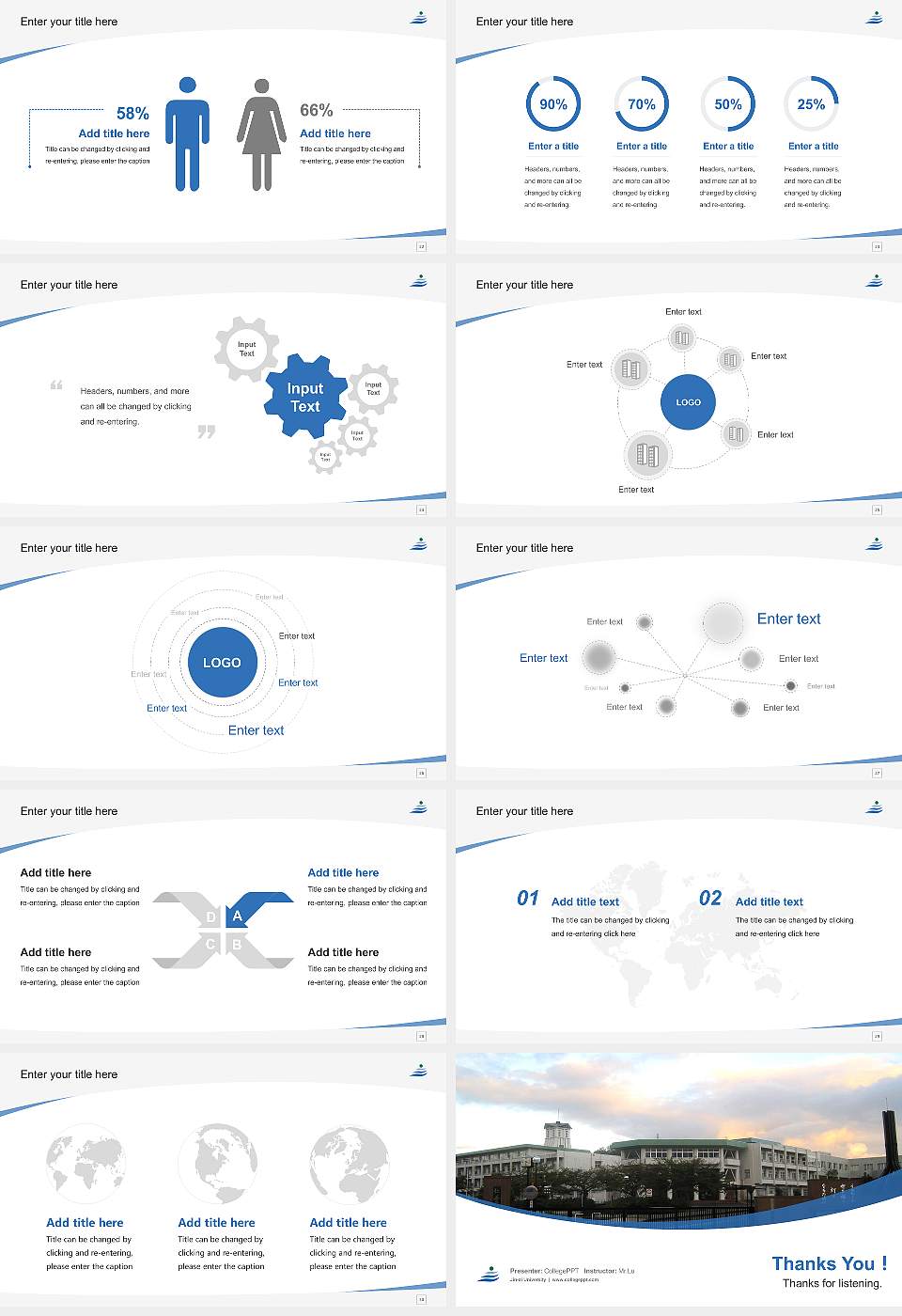 Jin-ai University Course/Courseware Creation PPT Template16:9 ratio PPT effect preview image4