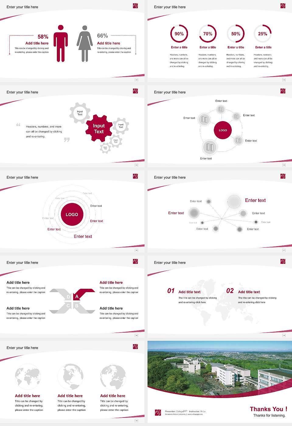 Kanazawa Gakuin University Course/Courseware Creation PPT Template16:9 ratio PPT effect preview image4