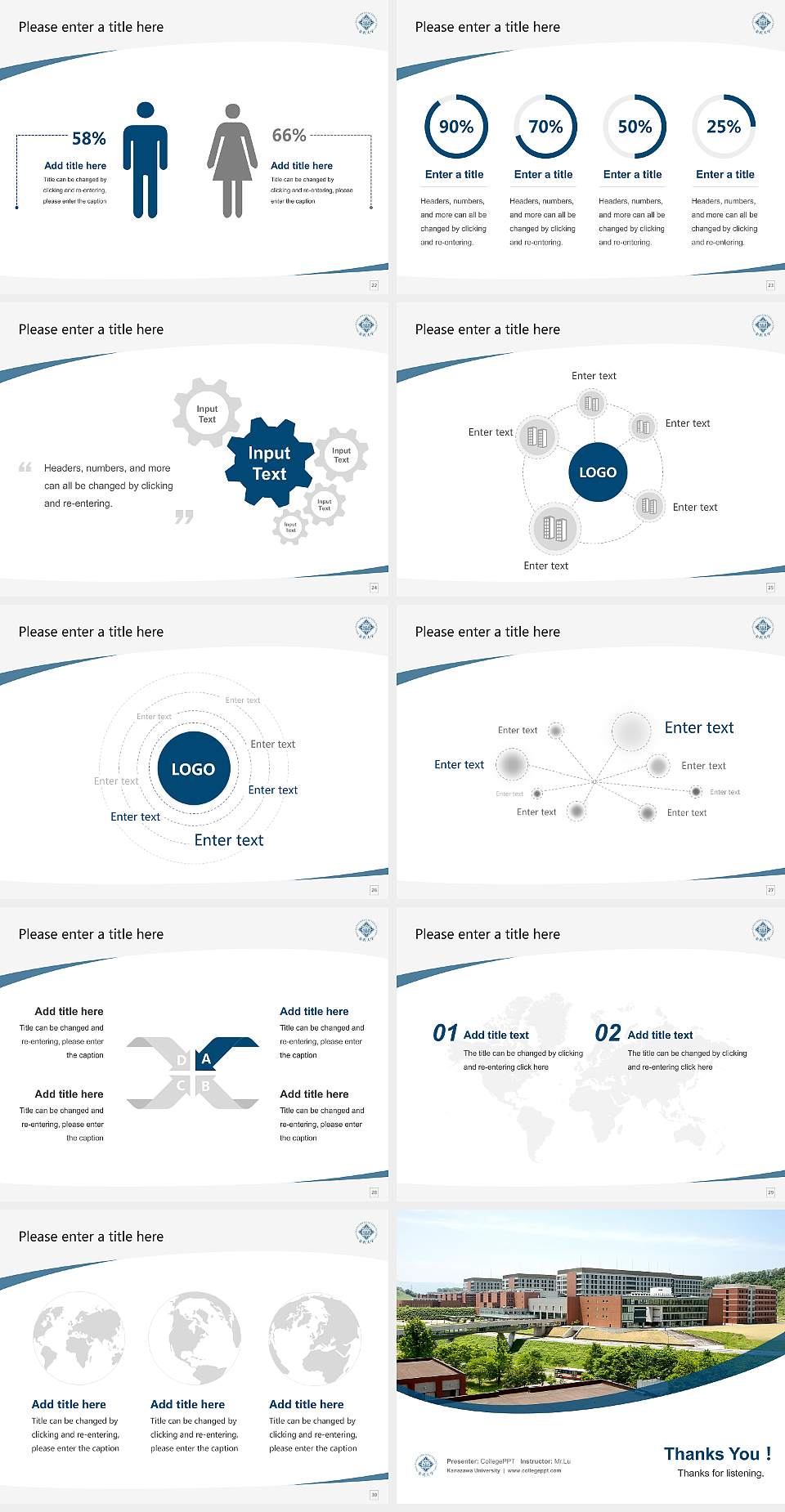 Kanazawa University Course/Courseware Creation PPT Template4:3 ratio PPT effect preview image4