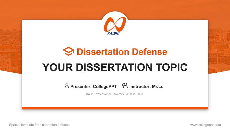 Kaishi Professional University Graduation Thesis Defense PPT Template16:9 ratio PPT effect preview image