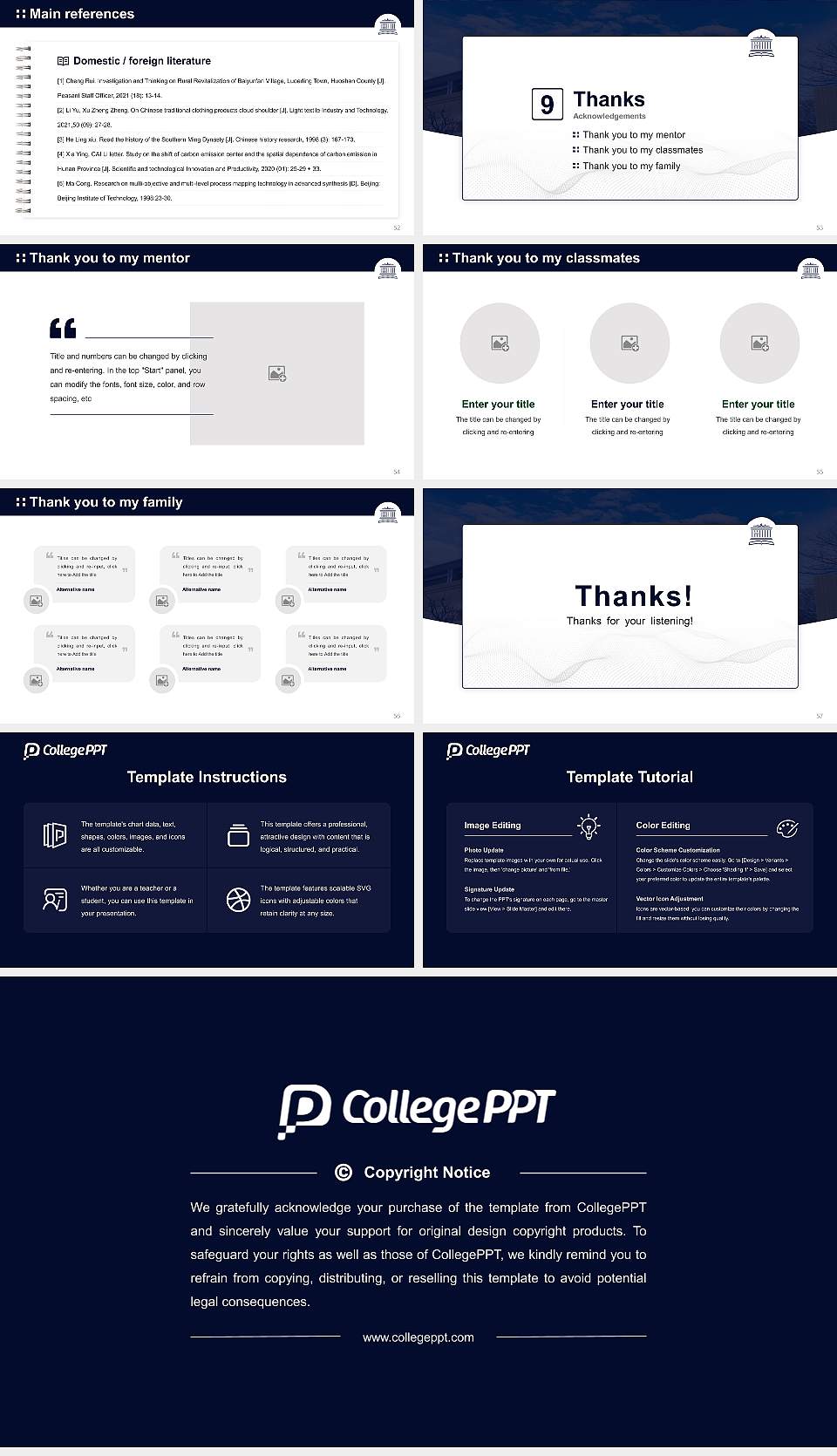 Kaichi International University Graduation Thesis Defense PPT Template16:9 ratio PPT effect preview image7