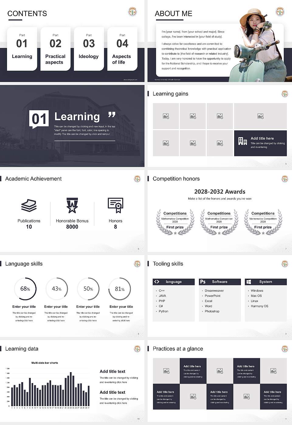 Kameda University of Health Sciences National Scholarship Defense PPT Template16:9 ratio PPT effect preview image2