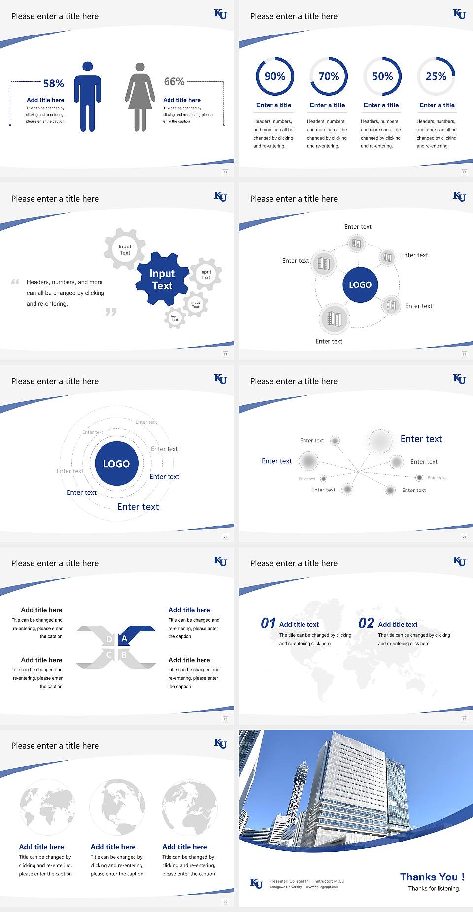 Kanagawa University Course/Courseware Creation PPT Template4:3 ratio PPT effect preview image4