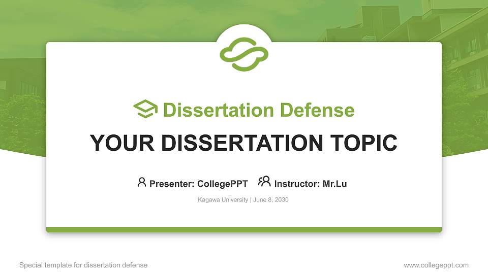 Kagawa University Graduation Thesis Defense PPT Template16:9 ratio PPT effect preview image1