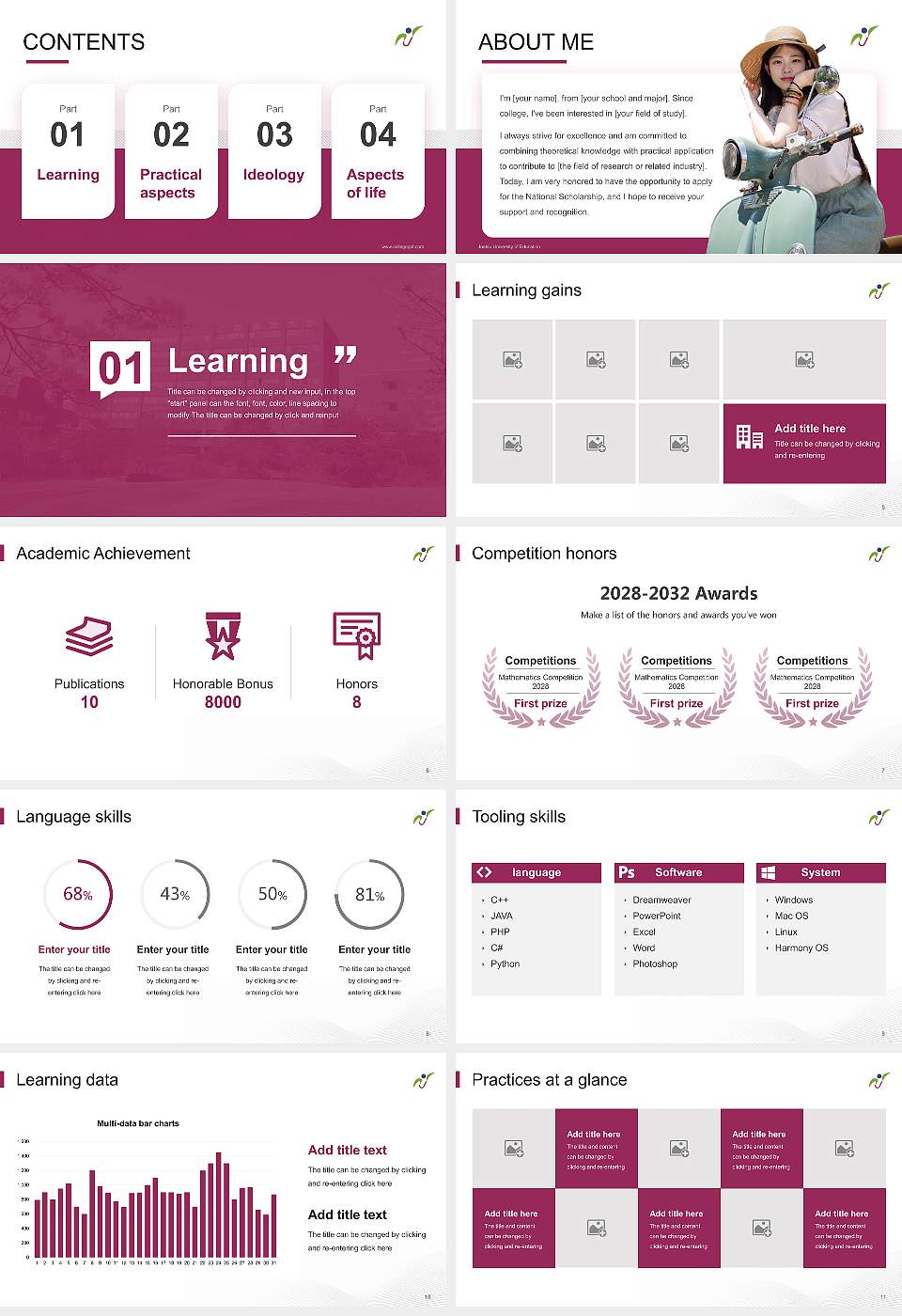 Joetsu University of Education National Scholarship Defense PPT Template16:9 ratio PPT effect preview image2