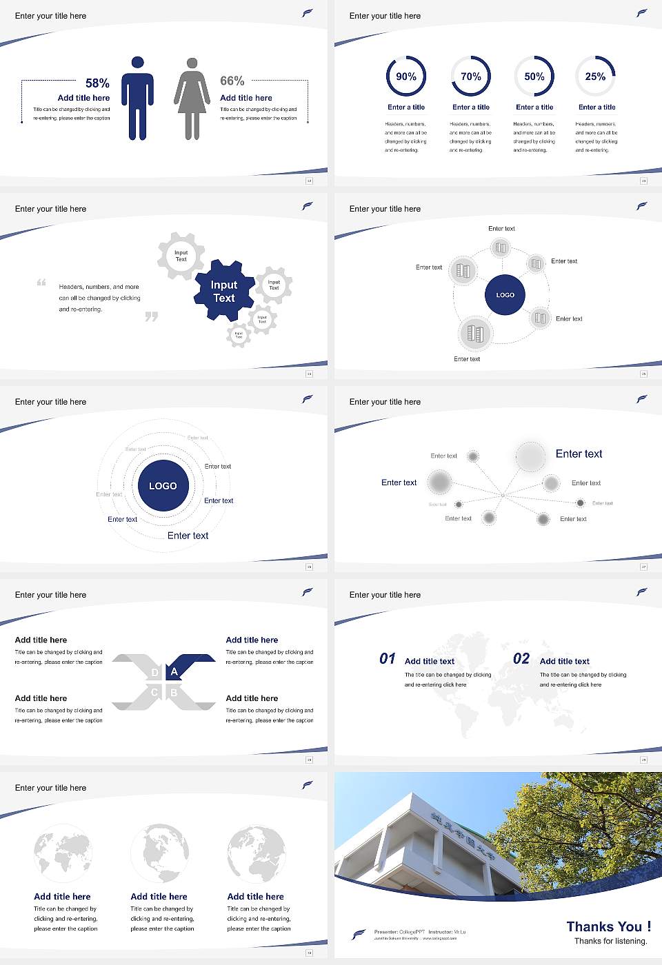 Junshin Gakuen University Course/Courseware Creation PPT Template16:9 ratio PPT effect preview image4