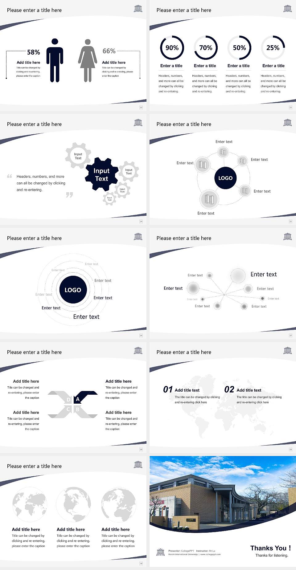 Kaichi International University Course/Courseware Creation PPT Template4:3 ratio PPT effect preview image4