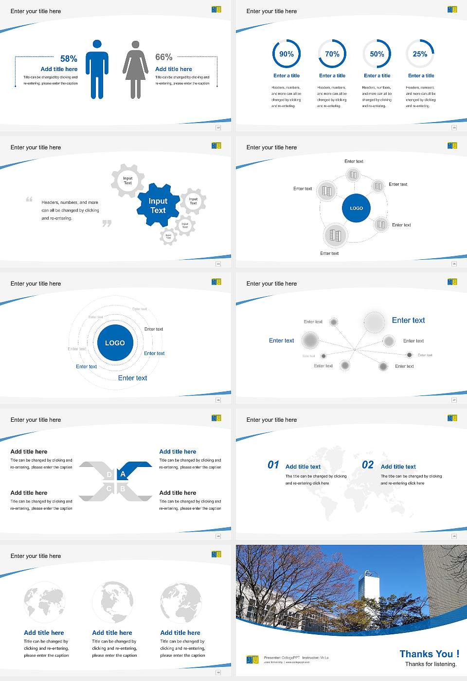 Josai University Course/Courseware Creation PPT Template16:9 ratio PPT effect preview image4