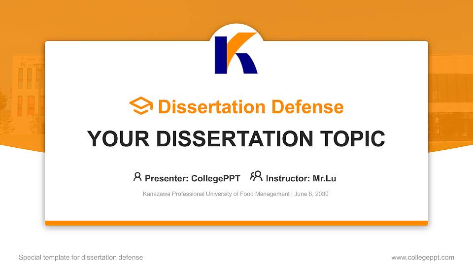Kanazawa Professional University of Food Management Graduation Thesis Defense PPT Template16:9 ratio PPT effect preview image