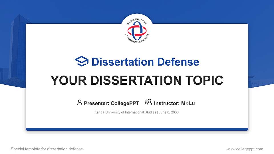 Kanda University of International Studies Graduation Thesis Defense PPT Template16:9 ratio PPT effect preview image