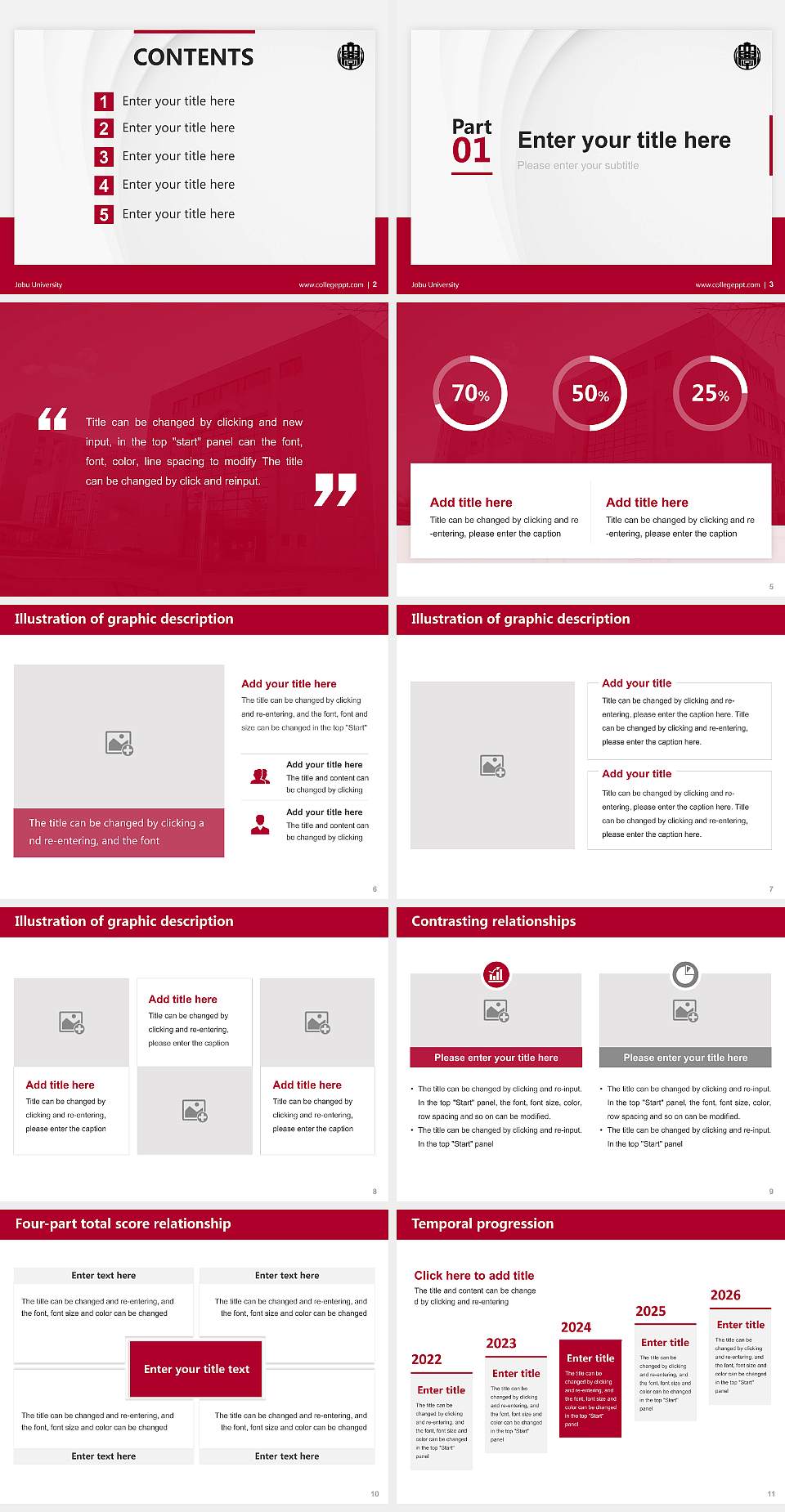 Jobu University Thesis Proposal/Graduation Defense PPT Template4:3 ratio PPT effect preview image2