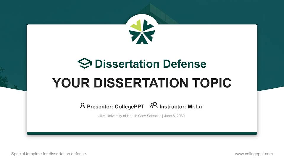 Jikei University of Health Care Sciences Graduation Thesis Defense PPT Template16:9 ratio PPT effect preview image