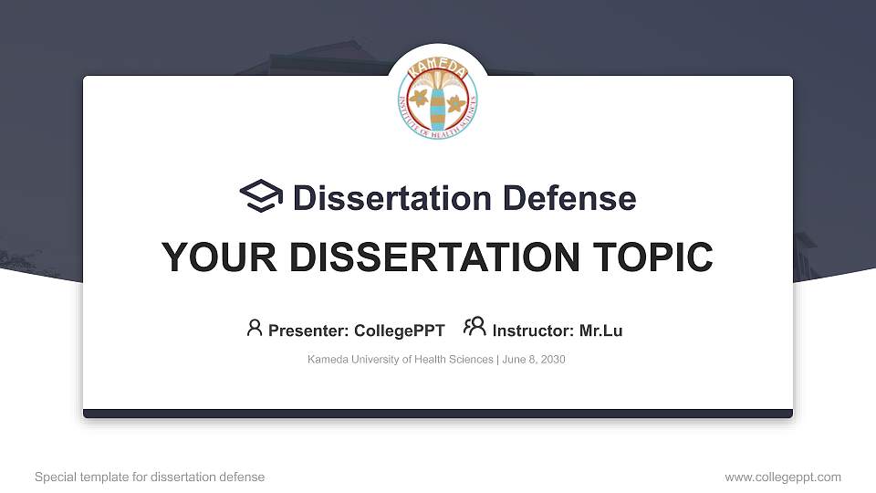 Kameda University of Health Sciences Graduation Thesis Defense PPT Template16:9 ratio PPT effect preview image