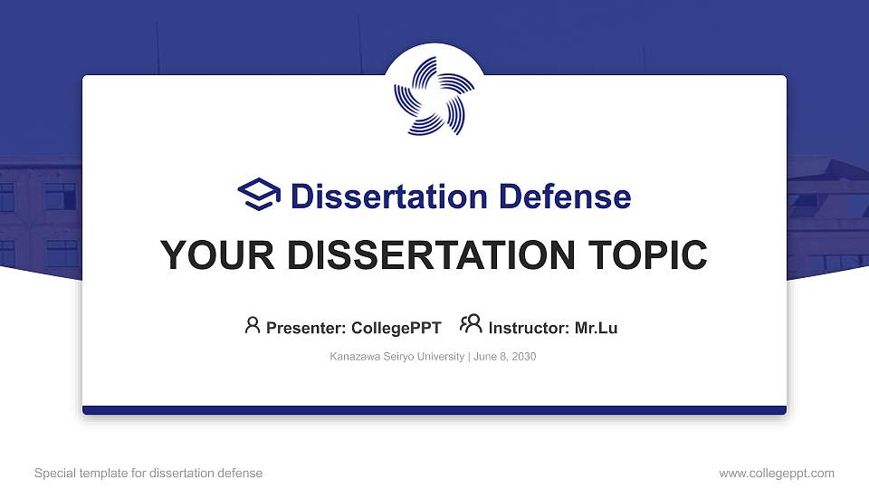 Kanazawa Seiryo University Graduation Thesis Defense PPT Template16:9 ratio PPT effect preview image