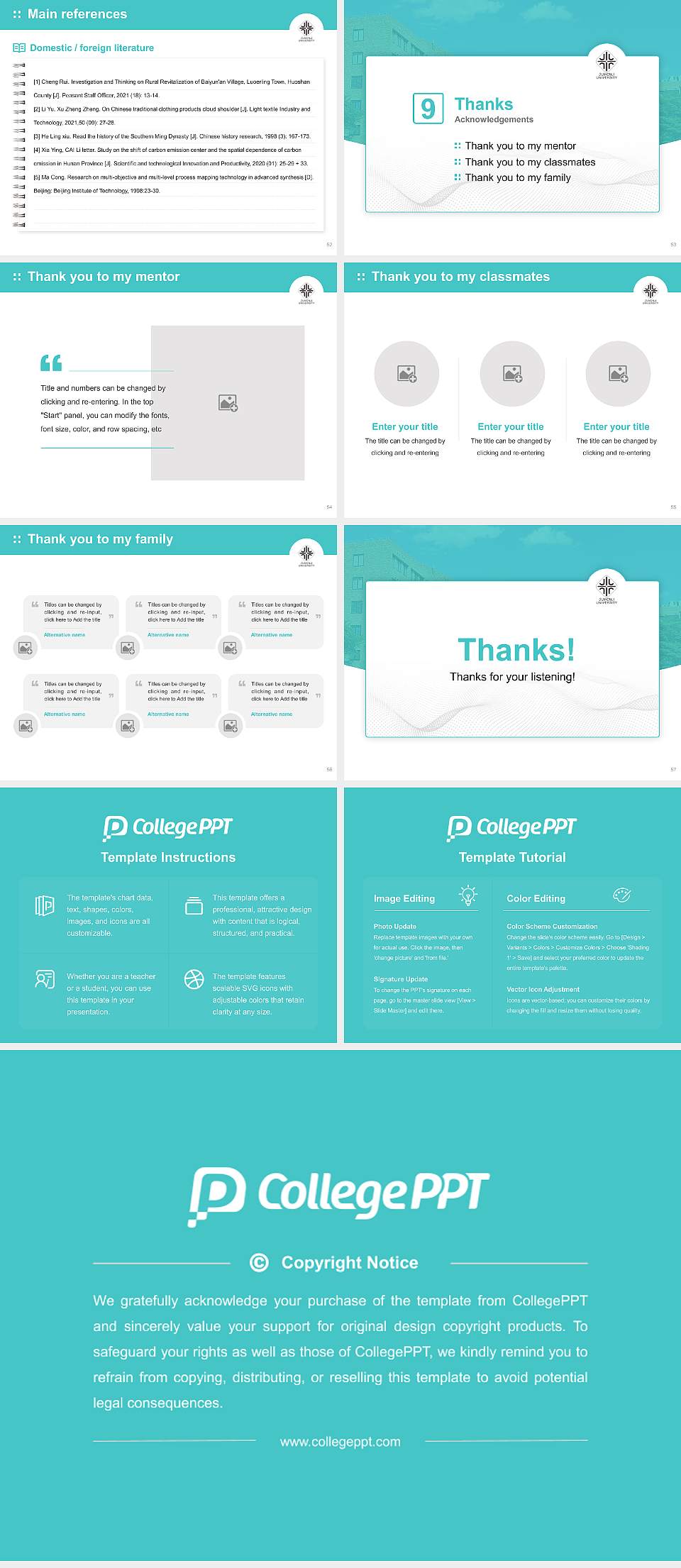 Jumonji University Graduation Thesis Defense PPT Template4:3 ratio PPT effect preview image7