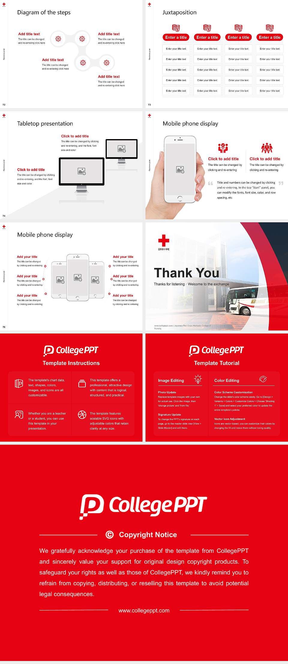 Japanese Red Cross Hokkaido College of Nursing Competition/Entrepreneurship Contest PPT Template4:3 ratio PPT effect preview image9
