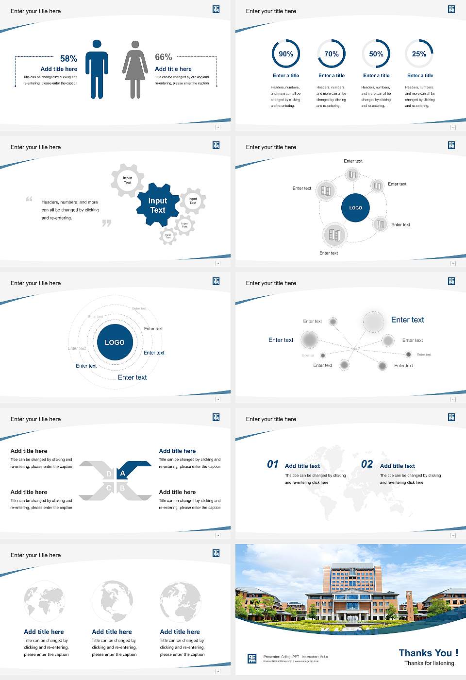 Kansai Gaidai University Course/Courseware Creation PPT Template16:9 ratio PPT effect preview image4
