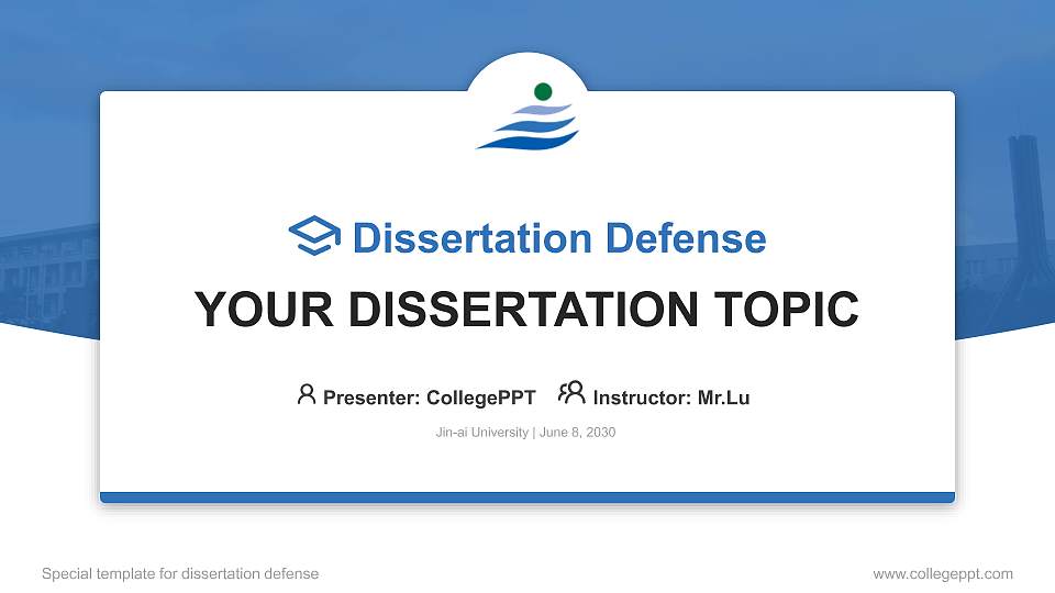 Jin-ai University Graduation Thesis Defense PPT Template16:9 ratio PPT effect preview image
