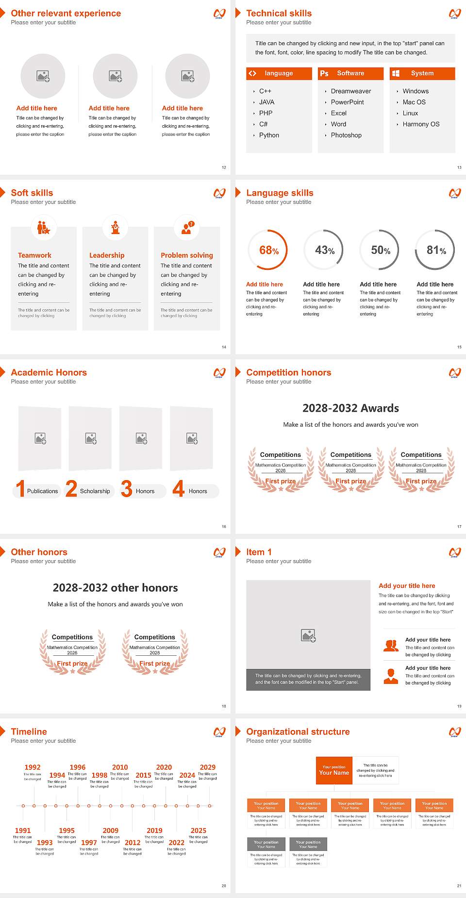 Kaishi Professional University Resume PPT Template4:3 ratio PPT effect preview image3