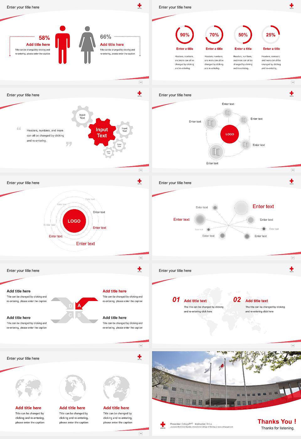 Japanese Red Cross Kyushu International College of Nursing Course/Courseware Creation PPT Template16:9 ratio PPT effect preview image4
