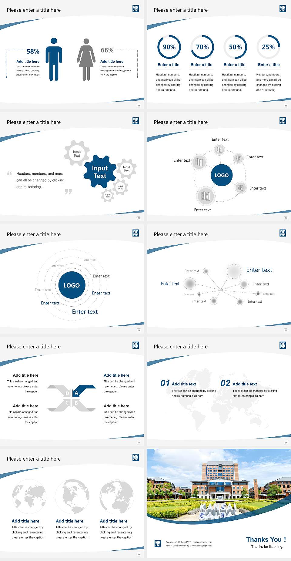 Kansai Gaidai University Course/Courseware Creation PPT Template4:3 ratio PPT effect preview image4