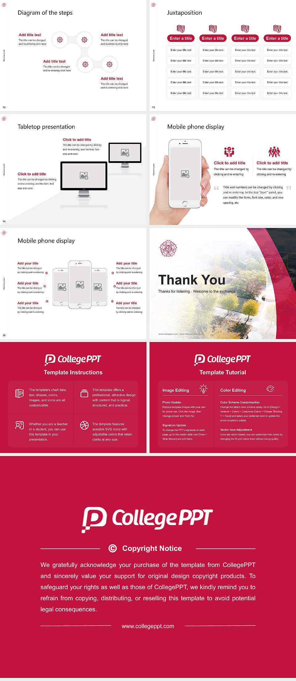 Japan Women’s University Competition/Entrepreneurship Contest PPT Template4:3 ratio PPT effect preview image9