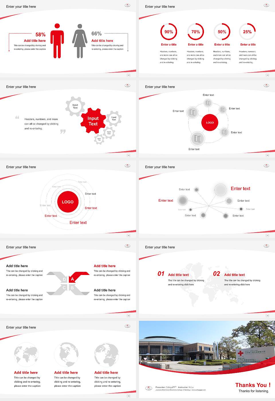Japanese Red Cross Hiroshima College of Nursing Course/Courseware Creation PPT Template16:9 ratio PPT effect preview image4